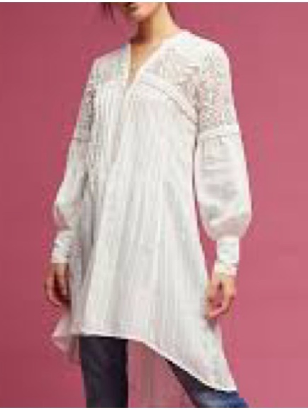 Anthropologie Lucille Pintucked Lace Tunic